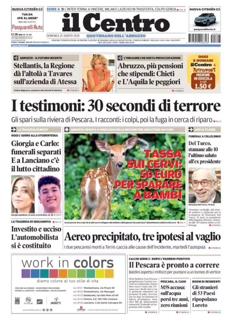 Prima-pagina-il centro-oggi-edizione-del-2024-08-25